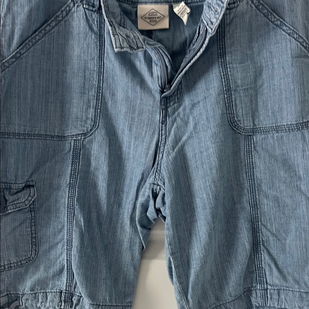 St. John's Bay Light Wash Cargo Denim Shorts - Picture 3 of 11